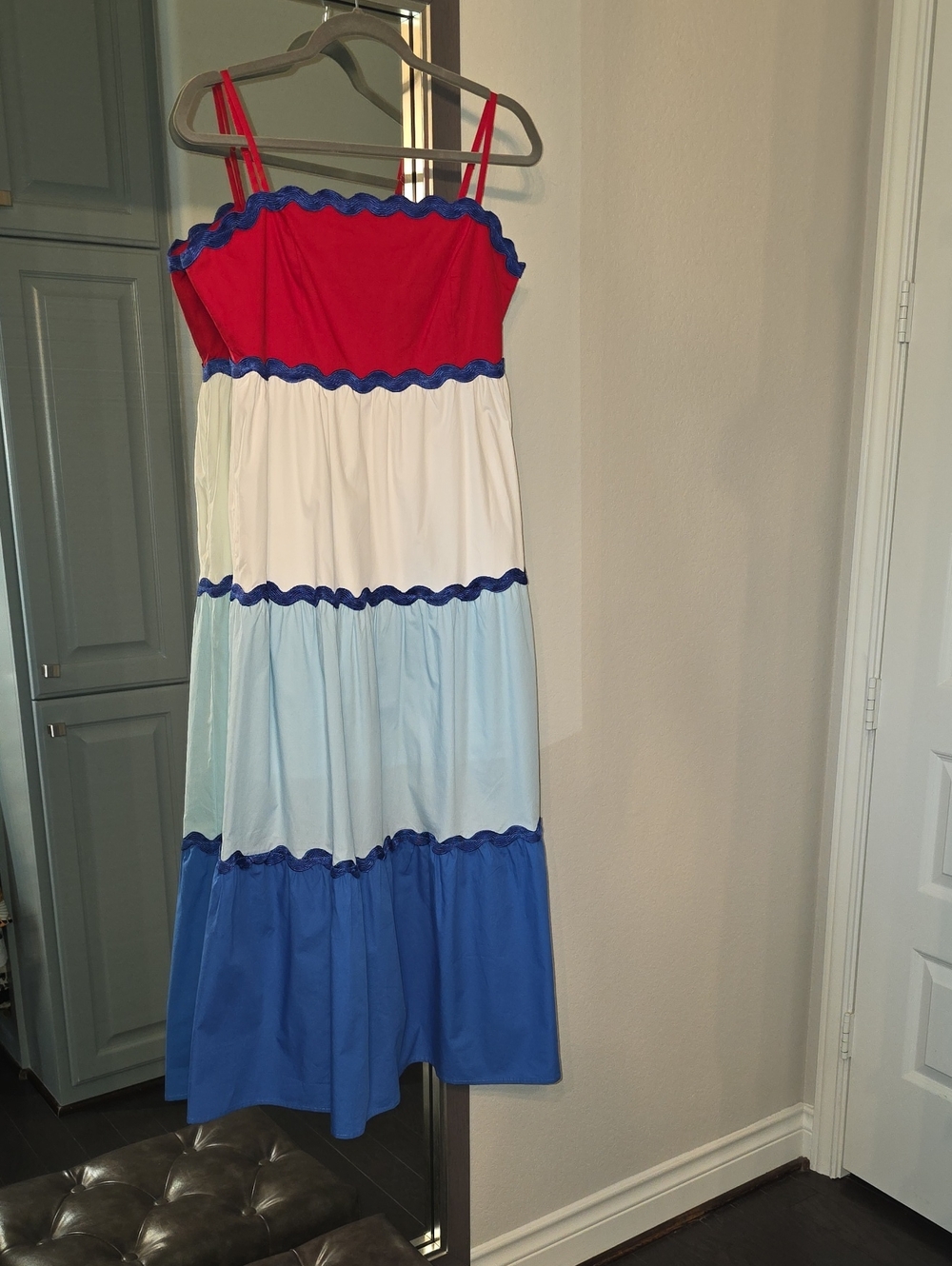 Peach Love California Red, White & Blue Tiered Maxi Dress